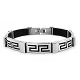 Stainless Steel Greek Patterned Polished Bracelet