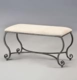 Kids Bench with Curled Feet and Upholstered Seat in Textured Pewter Finish