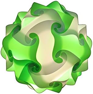 Fully Assembled Puzzle Lamp - IQ Light : Handmade White &amp; Green Round Shape Ceiling Lamp Cord &amp; Bulb Included size M