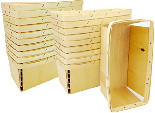 Wooden Berry Baskets Oblong 4.5" X 8.5" X 4" (2 Quart): 20 Pack