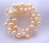 Handmade Brooch Of Freshwater Pearl And Clear Crystal Bridal Brooch Jewelry Genuine Swarovski Crystal Freshwater Pearl Brooch Dress (BRAND NEW)