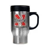 University of Nebraska Lincoln NU Huskers - Stainless Steel Travel Mug - w/ pewter Nlogo design