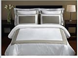 5 PC King Taupe White 100% Egyptian cotton Duvet Cover Set