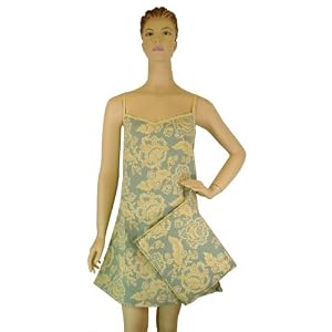 Buy Blue Yellow Roses French Elegant Floral Design Camisole Style Sleeveless Sleepdress night... by PD