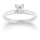  : 14k White Gold Princess Cut Solitaire Diamond Engagement Ring (1/3 ct, H-I Color, SI2-I1 Clarity), Size 5