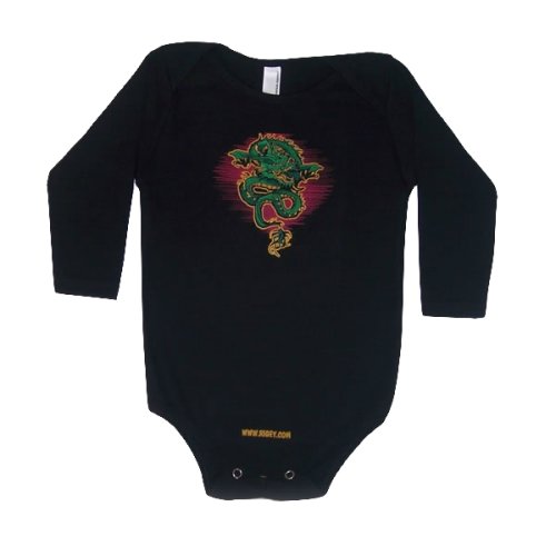 Edgy Tattoo Dragon Baby Outfit Black Long Sleeve