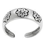 Sterling Silver Women's Flower Toe Ring Hypoallergenic Nickel Free .925 Stamp Adjustable Size