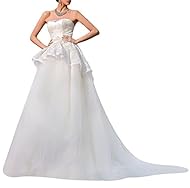 Strapless Peplum Lace-Up Wedding Dress 