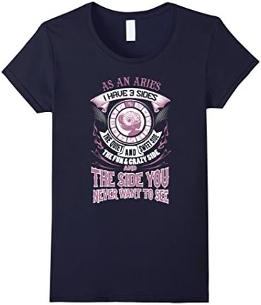 Women's AS AN ARIES I HAVE 3 SIDES T SHIRT Large Navy