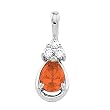 14K White Gold Mexican Fire Opal and Diamond Pendant