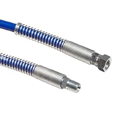 Unisource 4718 Blue Polyurethane Wireless Paint Spray Hose Assembly, 3/8" Grooved Nipple Connection, 4000 PSI Maximum Pressure, 50' Length, 3/8" ID