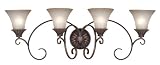 Kenroy Home Lincolnshire Four-Light Vanity, Mocha Bliss with Vintage Scavo Globes #90564MB