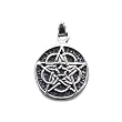 Pentagram Celtic Knot Sterling Silver Pendant with Black Choker with Magnetic Closure