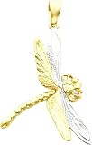 14K Two Tone Gold Dragonfly Charm