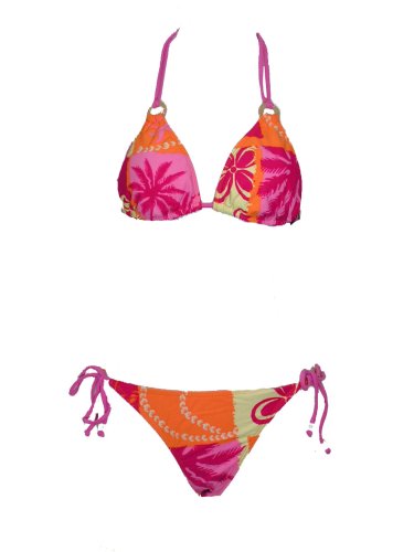 Guess Tropical Orange Triangle Side Tie Bikini
