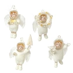 White Christmas Angel Ornaments Set of 4