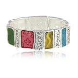 Silver Tone Fruits of the Spirit Inspirational Stretch Bracelet Fashion Jewelry