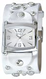 Spirit Ladies Silver Sunray Dial & White Silver Studded Strap Watch