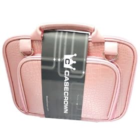 CaseCrown Premium Double Memory Foam Netbook Case with Shoulder Strap (Pink Faux Alligator Skin)
