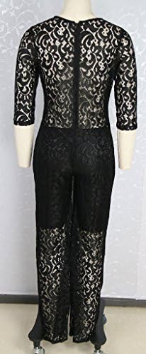 CANDAY Women's Plus Size Lace Hollow O Neck Casual Elegant Jumpsuit