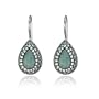 Sterling Silver Marcasite and Jade Tear Drop Wire Earrings
