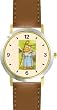 Little Bo Peep - from Mother Goose by Artist: Sylvia Long - WATCHBUDDY&reg; DELUXE TWO-TONE THEME WATCH - Arabic Numbers - Brown Leather Strap-Size-Large ( Men's Size or Jumbo Women's Size )