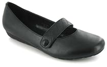 Platino "Hetal" Girls School Shoes On Low Wedge - Black