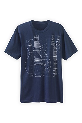 Green 3 Apparel Men's Guitar Blueprints USA-made Organic T-shirt (L, Ocean Blue)