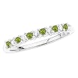 14K White Gold 0.13 ct. Diamond with Alternating 1/5 ct. Peridot Anniversary Ring