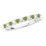 14K White Gold 0.13 ct. Diamond with Alternating 1/5 ct. Peridot Anniversary Ring