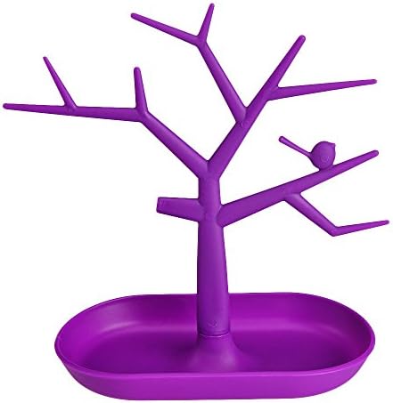 L-Zone Purple Stylish Tree Boat Jewelry Earring Holder Necklace Stand Gift