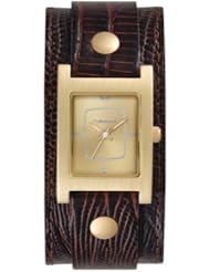 Vestal Womens  EA013 Electra Gold-Tone Brown Leather Watch