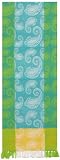 Hand Woven Elegant Jacquard 100% Cotton Paisley Aqua and Yellow Table Runners 12x72 Inches Set of Two