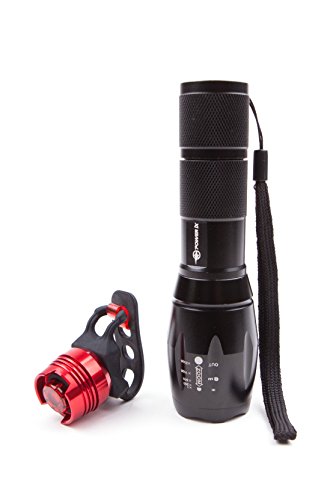 PowerLx Rechargeable LED Bike Light Set - Super Bright Bicycle Light with Tool Less Handlebar Mount - Fits Most Bikes - Zoomable from Wide Beam to Narrow Focus - Up to 1000 Lumens on High Mode with This Amazing T6 LED Bulb.