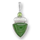 Sterling Silver Jade and Pearl Pendant by Sajen