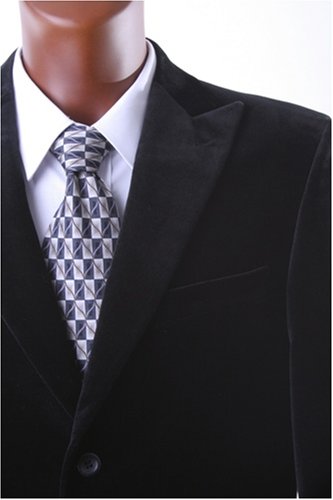Men's Single Breasted 2 Button Black 100% Cotton Velvet Sport Coat, Peak Lapel Side Vents, New For The Season !
