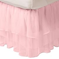 Tadpoles Triple-Layer Tulle Bedskirt - Pink