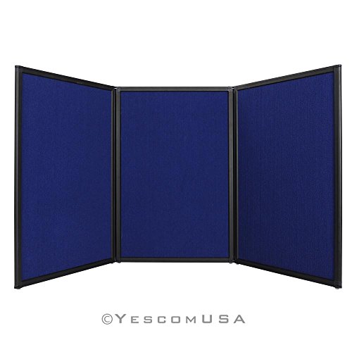 Tri Fold 3Panel Display Board 6\' Panels Blue VelcroReceptive Fabric