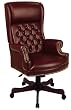 Burgundy Vinyl Executive Traditional Chair.