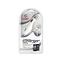 Cellet Premium Plug In Car Charger with Blue LED For Apple iPhone 3 3GS 4 4S, iPod Touch, and Nano