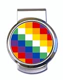 Aymara Wiphala Colombia Flag Silver Pewter Money Clip Holder