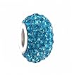 Pandora Style Charm Bead (Z413) Pave Crystal Style (14mm x 9mm) (fits Pandora, Biagi, Chamilia & Troll too) ~ Aqua Blue Crystal