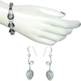 Bracelet with Earring in Sterling Silver and Rainbow Gemstones 21 Grams