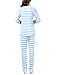 VENTELAN Women Long Sleeve Teddy Bear Round Neck Pajamas Set Striped Sleepwear