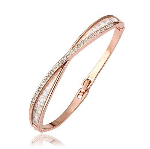 LEKANI Women Fashion Jewelry Alloy Crystals 18K Rose Gold Plated Bangle Bracelets