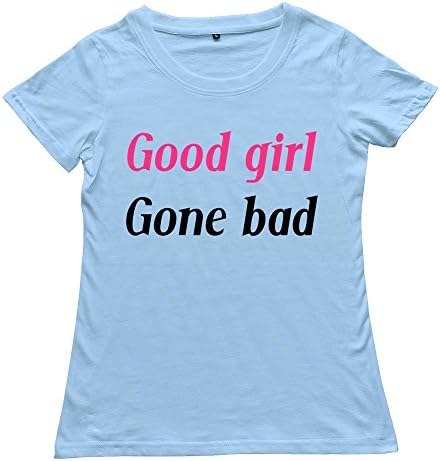 PTHZ Women's Good Girl Gone Cotton T Shirt Tee SkyBlue XXL