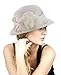 NYfashion101 Side Flip Cloche Bucket Hat w/Woven Flower & Ribbon Accent, White