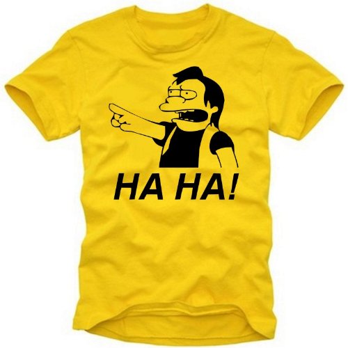 coole-fun-t-shirts Herren t-shirt HA HA ! NELSON - THE SIMPSONS -gelb Gr.XL Preisvergleich