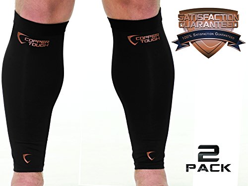 Copper Tough Calf Compression Sleeves - High Performance Copper Infused Leg Compression Sleeves for Enhanced Circulation, Recovery, Support for Men and Women - Athletic or Everyday Use - Medium