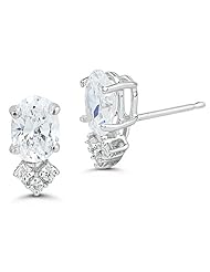0.06 Cts Diamond & 2.00 Cts Cubic Zirconia Earrings in 14K White Gold